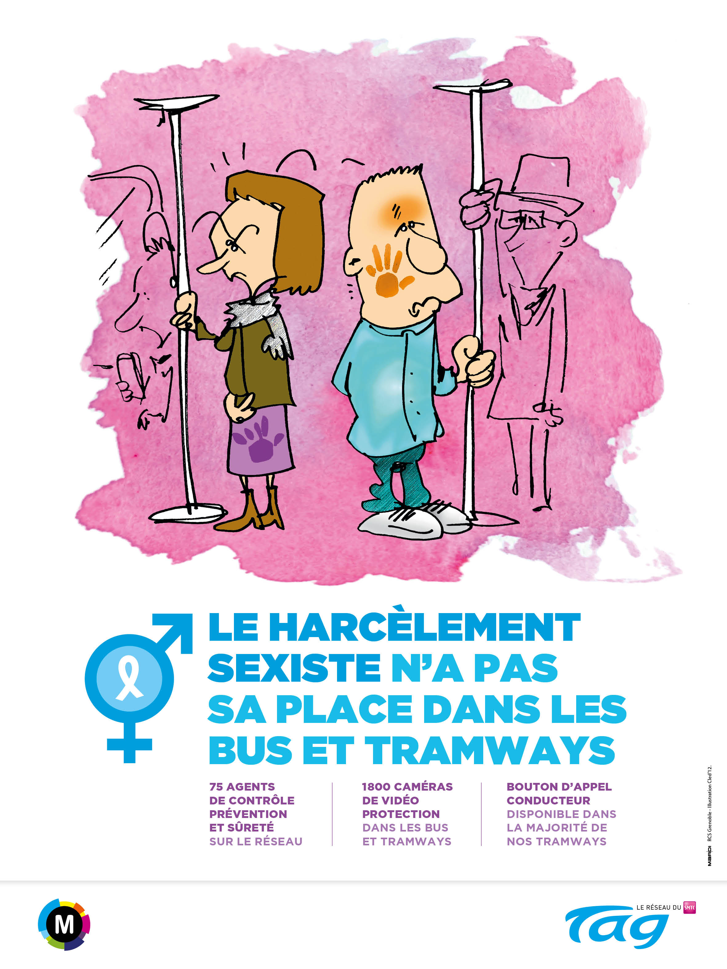 campagne communication harcélement dans les bus et les trams ville de Granoble